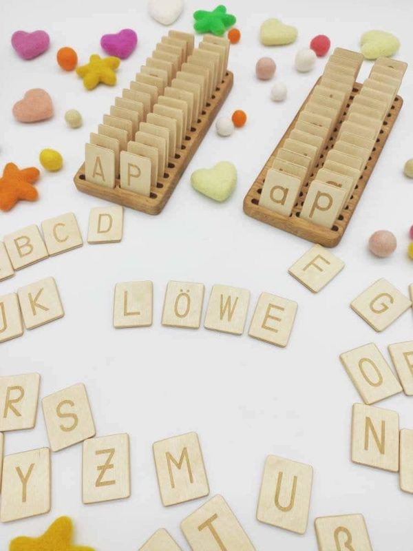 Handmade Montessori inspired learning toy Wooden letters sets German Threewood