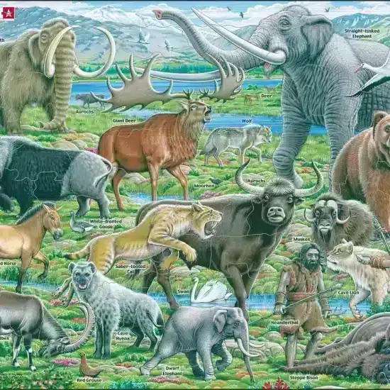 Maxi educational puzzle wildlife at the time of neanderthals English Larsen