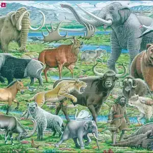 Maxi educational puzzle wildlife at the time of neanderthals French Larsen