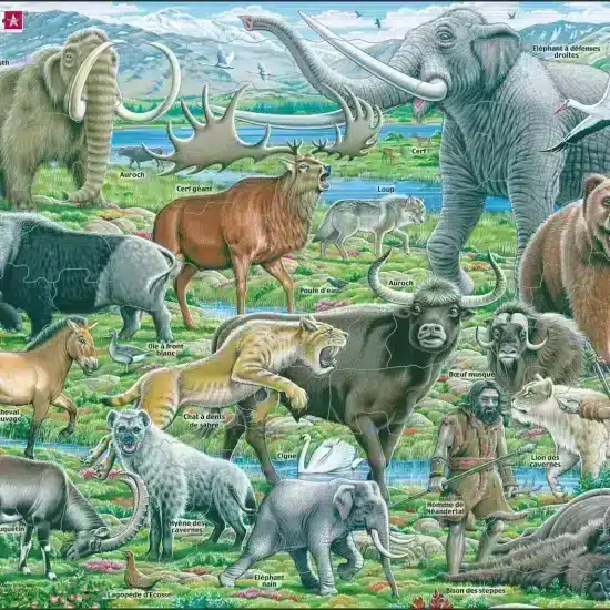 Maxi educational puzzle wildlife at the time of neanderthals French Larsen