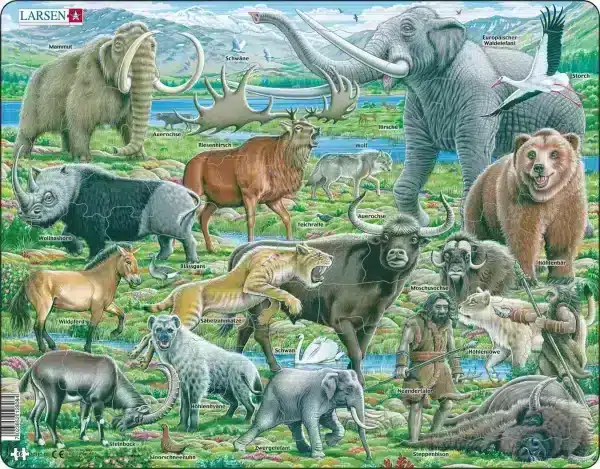 Maxi educational puzzle wildlife at the time of neanderthals German Larsen