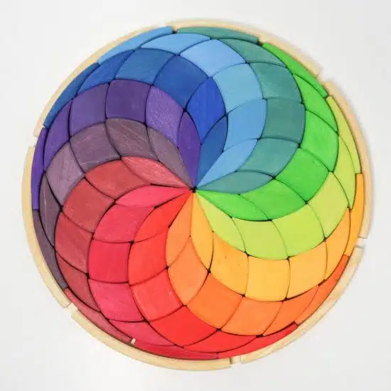 Large rainbow colour spiral building set Grimm's