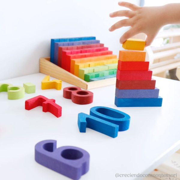 handmade sustainable wooden counting blocks small stepped counting blocks Grimm's