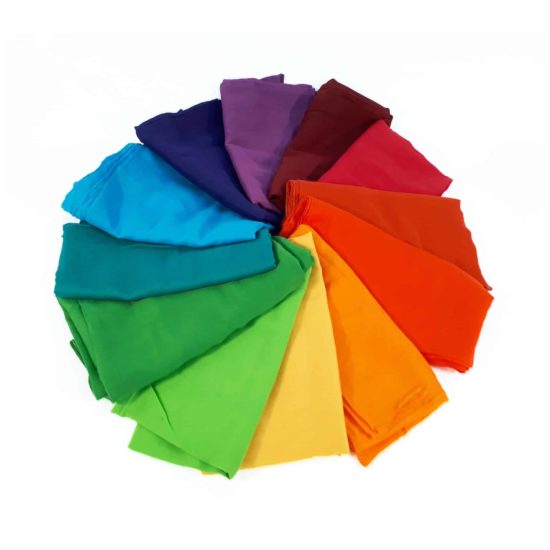 Cotton play cloths 12 rainbow colours Bauspiel toys