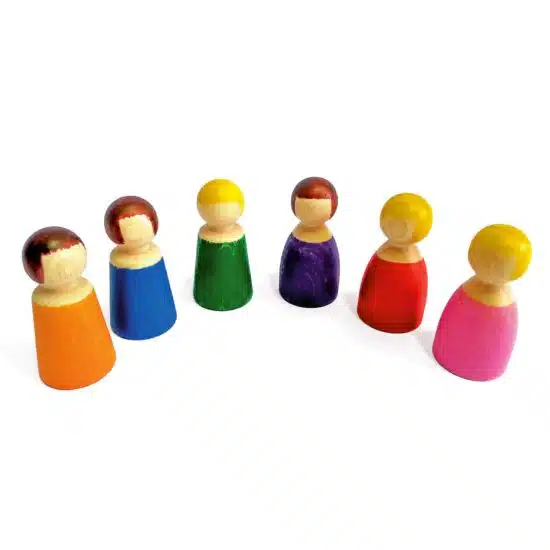 Little people wooden toy figures 6 pieces set Bauspiel