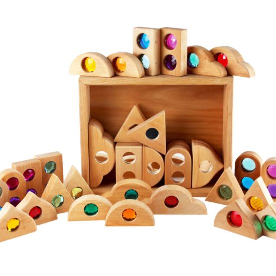 Wooden fairytale gemstones blocks mixed box Bauspiel