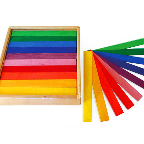 Wooden rainbow coloured Leonardo building rods 100 pieces Bauspiel