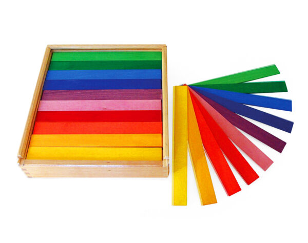 Wooden rainbow coloured Leonardo building rods 100 pieces Bauspiel