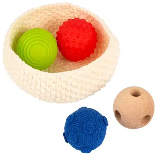 Montessori sensory balls in basket Educo sensorial baby toy