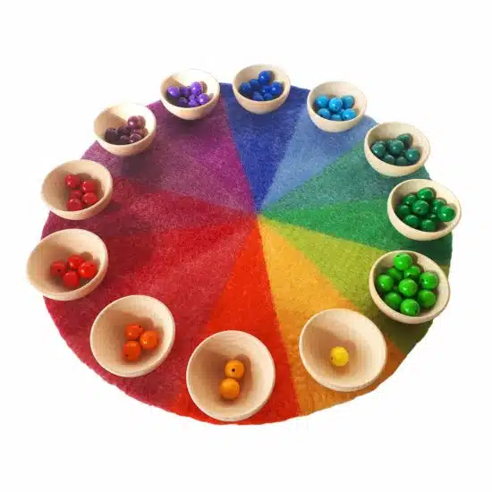 Wool felt rainbow colours circle Bauspiel