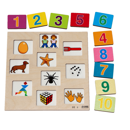 Wooden educational relief puzzle number match Rolf