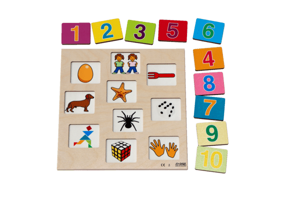 Wooden educational relief puzzle number match Rolf