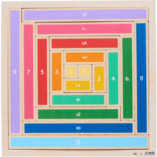 Wooden educational math puzzle playing with length