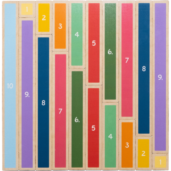 Wooden educational math puzzle playing with length