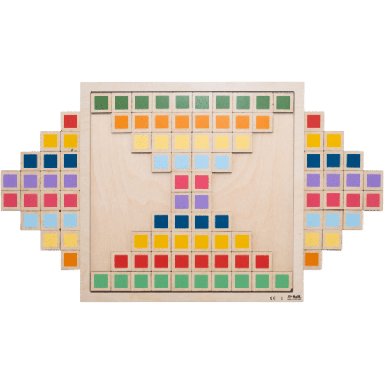 Wooden educational math puzzle playing with surface