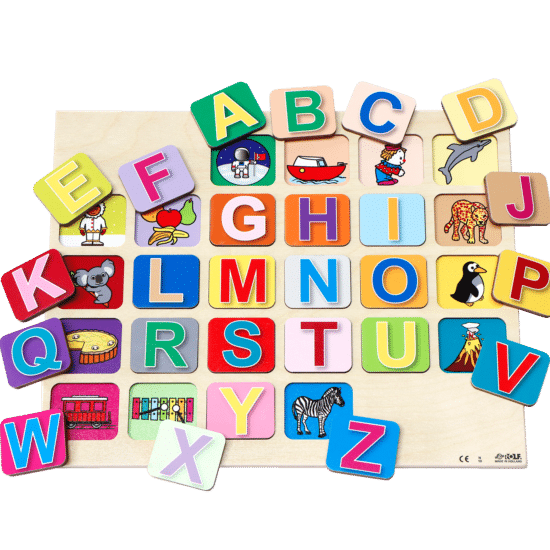Wooden educational puzzle A-Z letters in uppercase Rolf