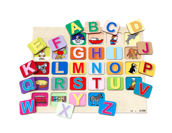 Wooden educational puzzle A-Z letters in uppercase Rolf