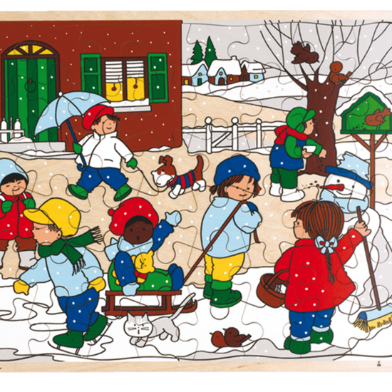 Wooden educational puzzle set the 4 seasons winter Rolf