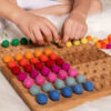 Montessori handmade wooden hundred board with wool felt balls Threewood