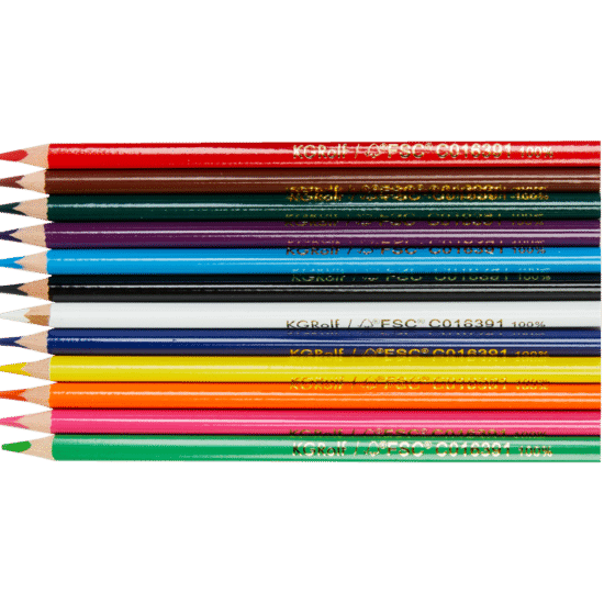 Toxin-free Triangular colouring pencils box of 12 Rolf