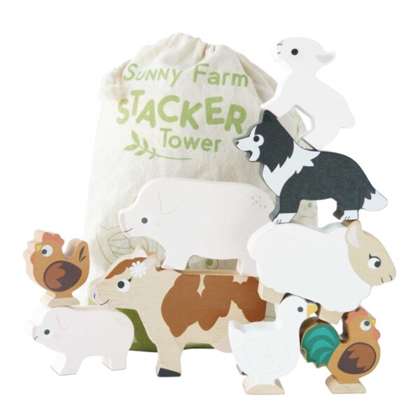 Wooden sunny farm Stacker Animals Sustainable wooden toy Le Toy Van