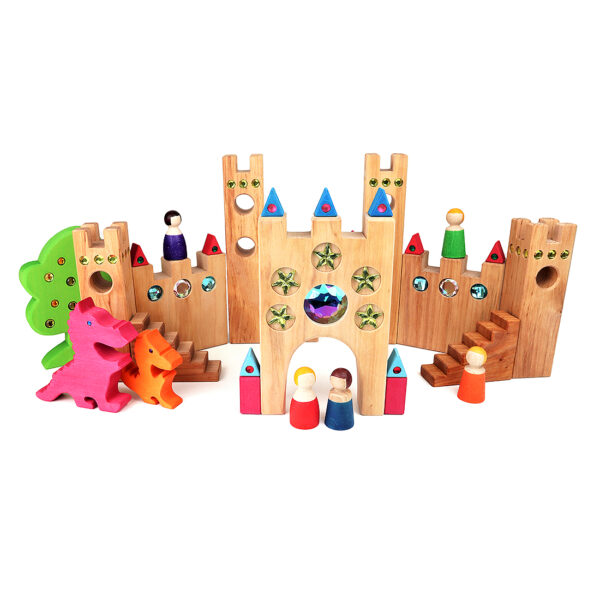 Large fairytale castle blocks set Bauspiel