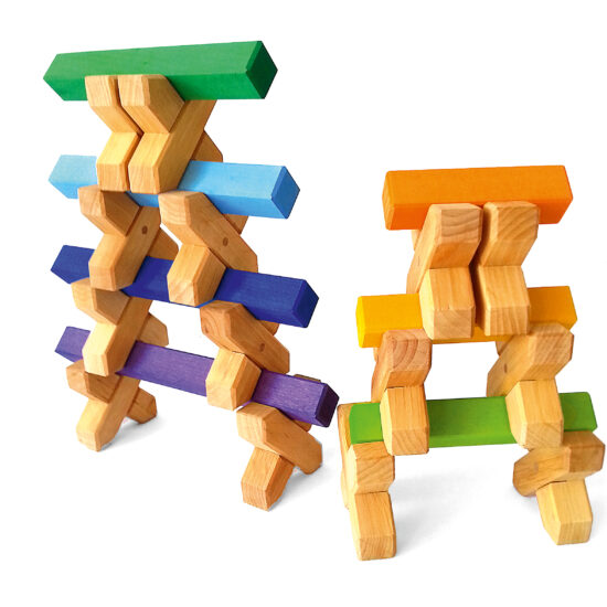 Stepped wooden counting and building blocks set - Bauspiel