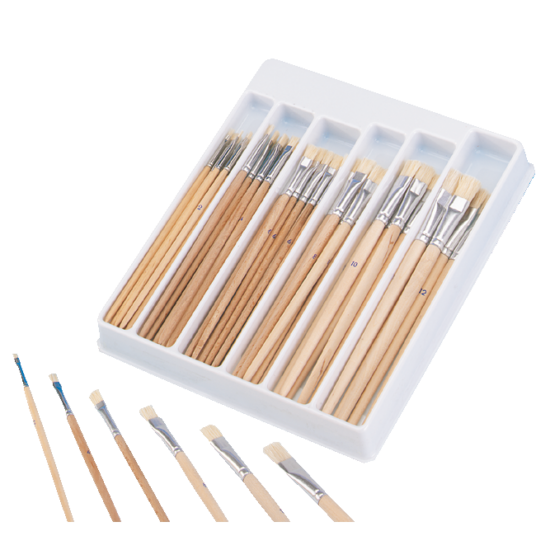 Short brushes assortment natural wood 54 pcs Rolf