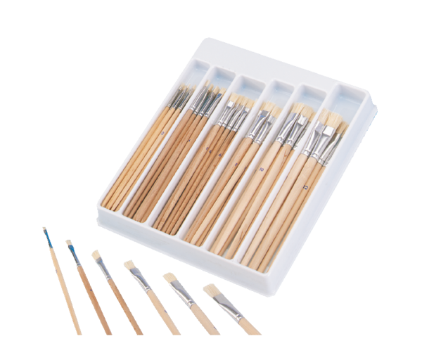 Short brushes assortment natural wood 54 pcs Rolf