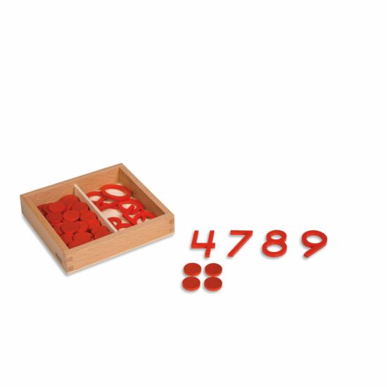 Cut-out numerals and counters US version Nienhuis Montessori