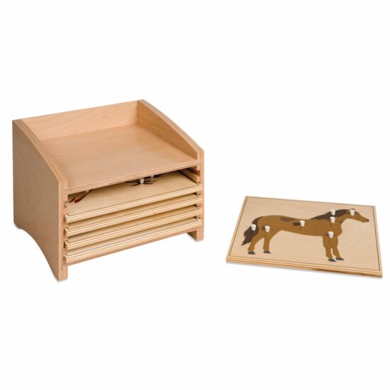 Animal puzzle cabinet five compartments Nienhuis Montessori