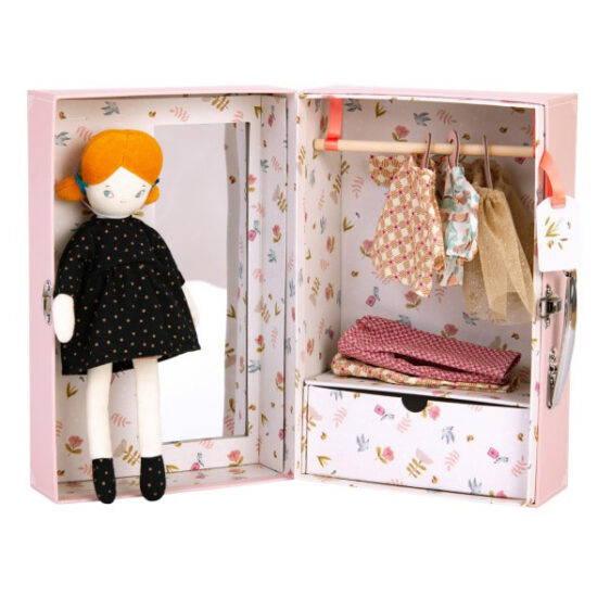 Mademoiselle Blanche's little wardrobe suitcase and doll Moulin Roty