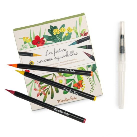 Moulin Roty set of 12 watercolour felt-tips pens Le Jardin du Moulin collection