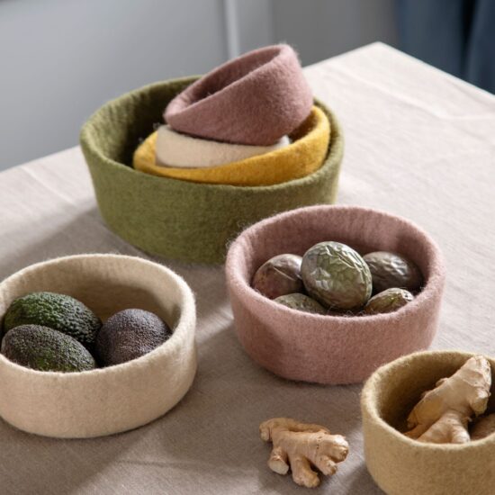 Wool felt bowls set Gry & Sif
