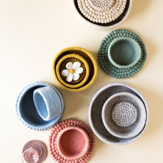 Wool felt bowls set Gry & Sif