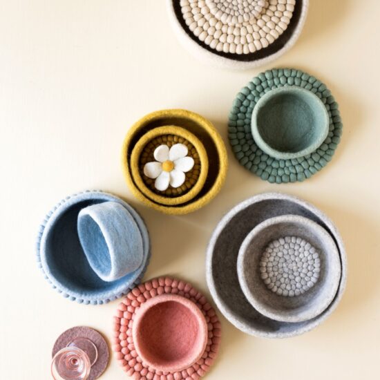 Wool felt bowls set Gry & Sif