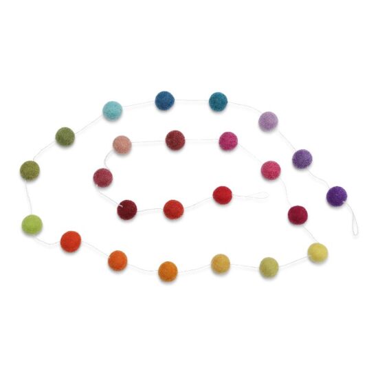 Wool felt garland rainbow pompons
